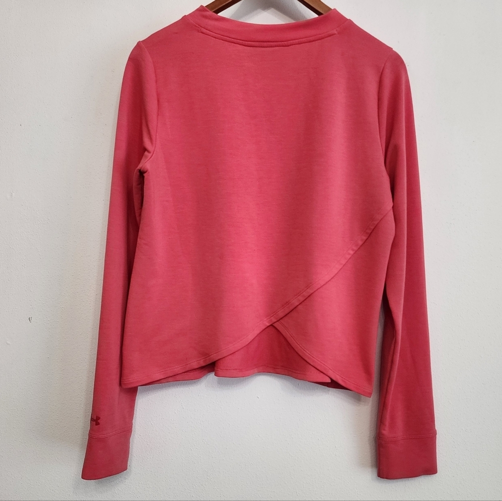 Under Armour Soft Wrap Back Athleisure Top Coral Pink Med - Picture 2 of 6